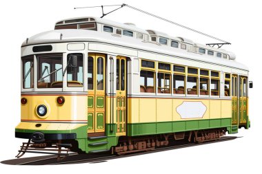 Detaylı bir vektör illüstrasyonunda klasik, klasik bir tramvay beyaz arka plana karşıdır. Bu eski tramvay görüntüsü ulaşım tasarımları, eğitim materyalleri ve tarihi projeler için mükemmeldir.....