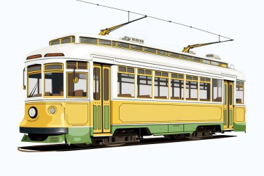 Klasik, sarı tramvay çizimi, beyaz arka planda izole edilmiş, nostaljik çekiciliği çağrıştırıyor. Tasarım projeleri için ideal olan bu vektör, Lizbon veya Avrupa için mükemmel olan geleneksel tramvay seyahatini betimlemektedir....