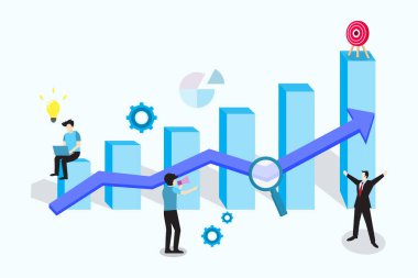 Artan grafik ve kar ile iş illüstrasyonu