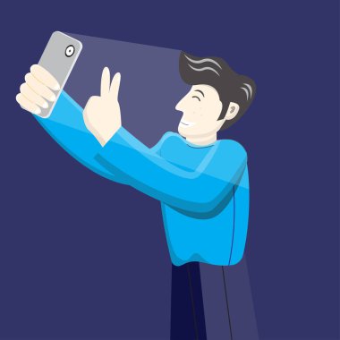 Selfie çeken bir adamın vektörü