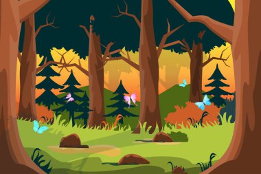 Orman arka planında güzel kelebekler