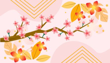 Kiraz çiçeği ve yaprak arkaplanı