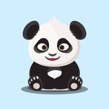 Mavi arka planda şirin bebek panda vektörü