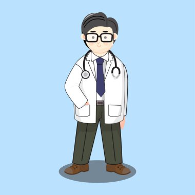 Doktor vektörü, tıbbi personel mavi arka planda