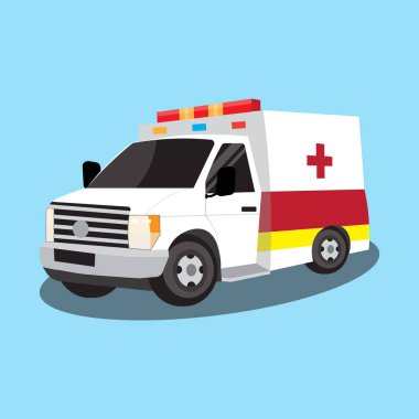 mavi arkaplan ile ambulans aracı vektörü