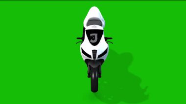 Önden Yarış Motoru Görünümü - Yeşil Ekranda - 3D Canlandırma