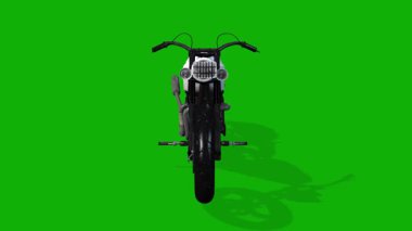 Bobber Motosiklet 3D Canlandırma Görünümü Ön Taraftan Yeşil Ekran