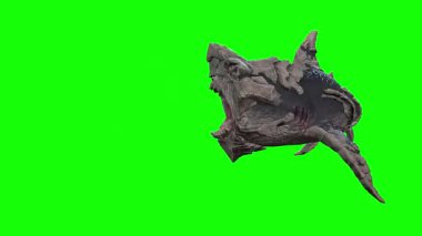 Bir katil köpekbalığı saldırı sahnesi 3D animasyon yeşil ekran veya krom anahtar video klibi