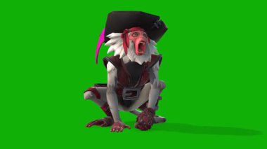 Pet Monkey Called Scene 3D Model Rendering Animation on Green Screen