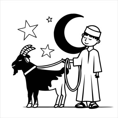 Qurbani Keçisi ile Yaratıcı Siluet Poster Çocuğu