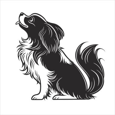 Şirin Uzun Saçlı Köpek Silüeti Sanatı
