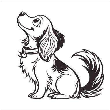 Şirin Uzun Kürk Köpeğinin Siyah Silüeti