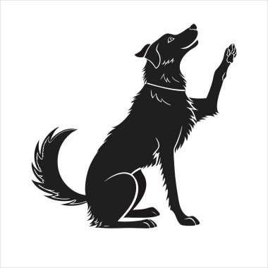Beyaz Arkaplanda Yüksek Karşıtlık Köpek Silueti