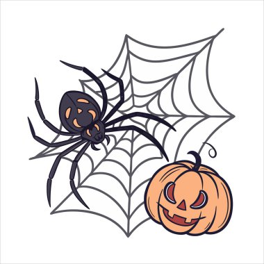 Funny Halloween Jack-o'-Lantern And Spider Silhouette