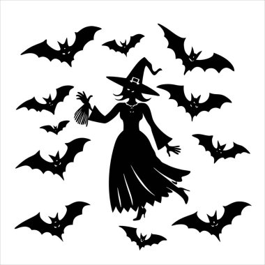 Halloween Party Sticker Silhouettes