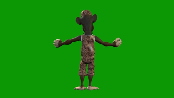 Hip Hop Monkey Character Talking Scene Back Animation Green Screen