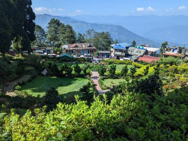 Himalayalı Darjeeling 'deki Güzel Tepe Kasabası Bahçe Manzarası