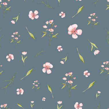 Suluboya kusursuz çiçek desenli romantik pembe çiçekler ve yeşil yapraklar. Bu romantik ve kadınsı tasarım düğün davetiyeleri, kumaş tasarımı, duvar kağıdı, tebrik kartları, hediye paketi ve diğer yaratıcı projeler için mükemmeldir.. 