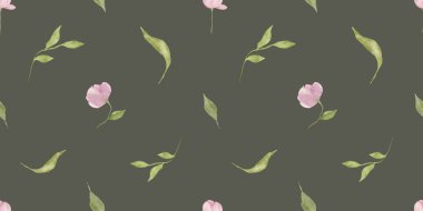 Klasik Pembe Peony Su Boyası Kusursuz Desen Romantik Çiçek Tasarımı. Bu yumuşak ve romantik suluboya deseninde el boyası pembe şakayıklar kumaş ve tekstil baskıları, kırtasiye malzemeleri ve düğün davetiyeleri ve ambalaj kağıtları için mükemmel.. 