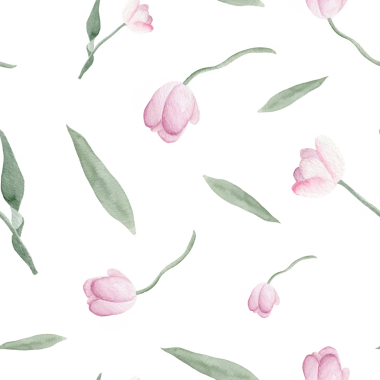 Şeffaf Arkaplanda Narin Pembe ve Yeşil lalelerin yer aldığı Zarif Ev ve Moda Dekorasyonu İçin El Boyalı Suluboya Lale Şablonu; Duvar Kağıdı, Tekstil Baskıları, Kırtasiye ve Grafik Tasarım Projeleri için Mükemmel