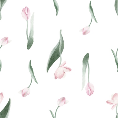 Şeffaf Arkaplanda Narin Pembe ve Yeşil lalelerin yer aldığı Zarif Ev ve Moda Dekorasyonu İçin El Boyalı Suluboya Lale Şablonu; Duvar Kağıdı, Tekstil Baskıları, Kırtasiye ve Grafik Tasarım Projeleri için Mükemmel