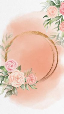 Klas gül tozu düğün davetiyesi video dikey arkaplan boş şablonu