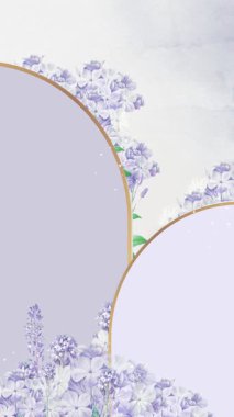 Zarif mor çiçekli düğün davetiyesi video dikey arkaplan boş şablonu