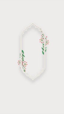 İslami zarif beyaz düğün davetiyesi video dikey arkaplan boş şablonu