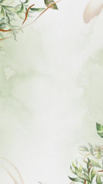 suluboya yeşil yapraklar düğün davetiyesi video dikey arkaplan boş şablon _ 2