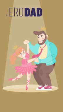 Babalar Günü Animasyonu 'nuz kutlu olsun. Babanız ve kızınızla Dans Ettiğiniz Tatlı Çizgi Film Tarzı. Kahraman Baba' yı Taç ve Mesajla Kutluyoruz.