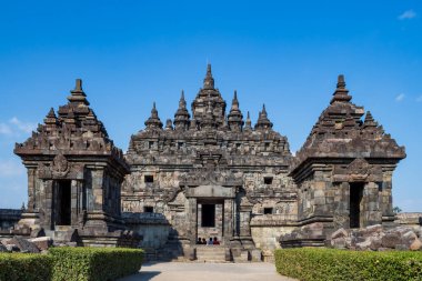 Sewu Tapınağı ya da gün batımında Candi Sewu, Endonezya Klaten 'deki Prambanan Hindu Tapınağı' nın bir parçası.