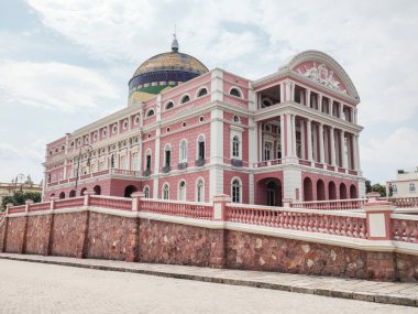 Beautiful view to historic Amazonas Theater building in downtown Manaus, Amazonas State, Brazil clipart