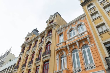 Beautiful view to historic buildings facade in Lapa, Rio de Janeiro, Brazil