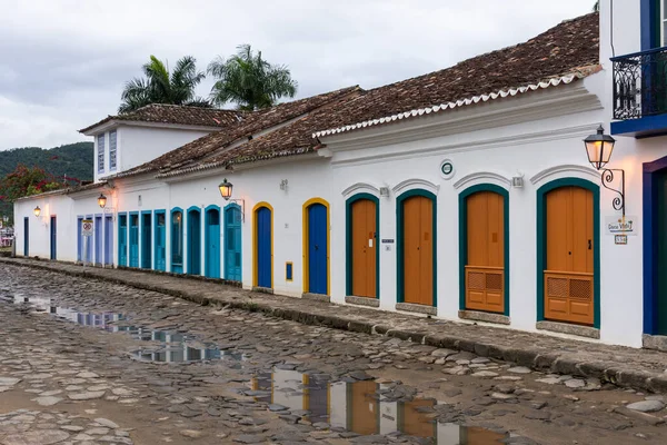 Hermosas Casas Coloniales Históricas Antiguas Calle Paraty Río Janeiro Brasil —  Fotos de Stock
