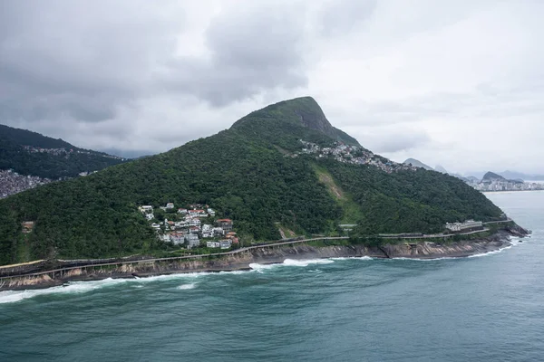 Beautiful Aerial View Green Rainforest Mountains Ocean Rio Janeiro Brazil — Stock Photo, Image