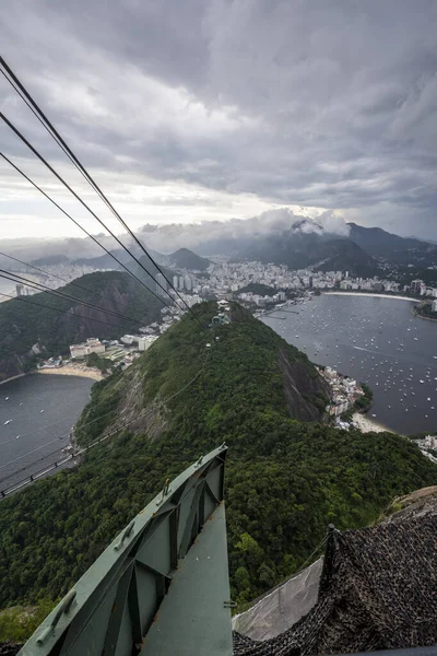 Beautiful View Sugar Loaf Cable Car Rocky Rainforest Mountain Rio — Zdjęcie stockowe