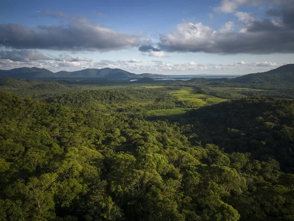 Hermosa Vista Aérea Las Verdes Montañas Selva Tropical Área Guaraqueaba — Foto de Stock