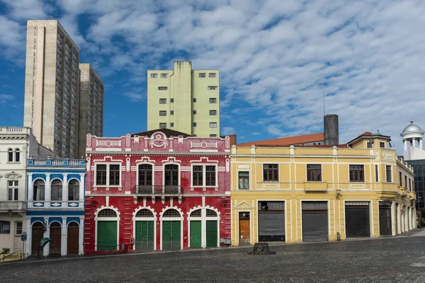 Piękny Widok Budynki Miasta Ulicy Zabytkowym Centrum Curitiba Stolicy Paran — Zdjęcie stockowe