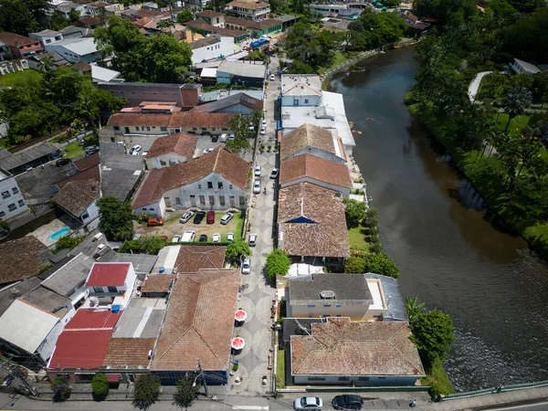 Вид Воздуха Исторические Здания Реку Небольшом Городе Морретес Паран Бразилия — стоковое фото