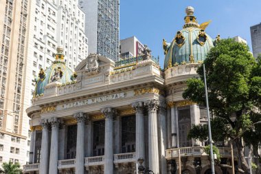 Rio de Janeiro, Brezilya 'daki tarihi opera binasının güzel manzarası