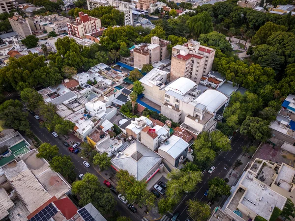 Bela Vista Aérea Para Edifícios Cidade Ruas Públicas Verdes Mendoza — Fotografia de Stock