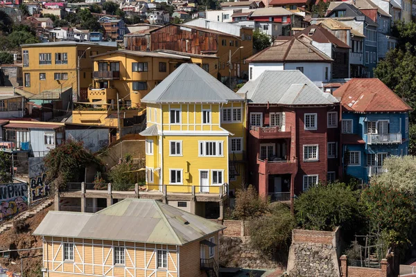 Bella Vista Sui Tradizionali Edifici Colorati Della Città Valparaso Cile — Foto Stock