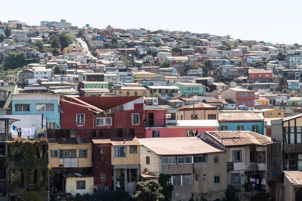 Bela Vista Para Tradicionais Edifícios Coloridos Cidade Valparaso Chile — Fotografia de Stock