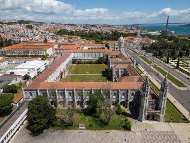 Belm, Lizbon, Portekiz 'deki tarihi Jernimos Manastırı' na güzel manzara.
