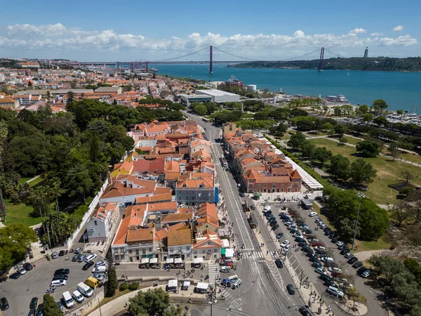 Piękny Widok Lotu Ptaka Budynki Zielone Parki Belm Lizbona Portugalia — Zdjęcie stockowe