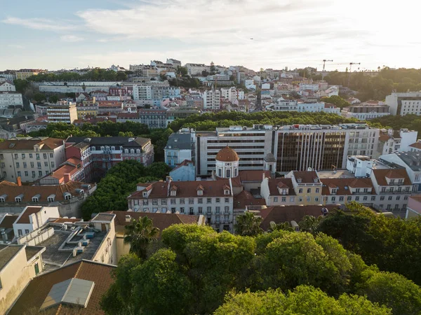 Vacker Flygbild Till Gamla Historiska Byggnader Lissabon Stad Portugal — Stockfoto