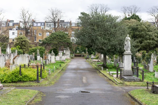 Hermosa Vista Las Lápidas Cementerio Brompton Verde Centro Londres Inglaterra —  Fotos de Stock