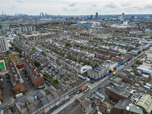 stock image Beautiful aerial view to traditional houses and streets in central London, UK