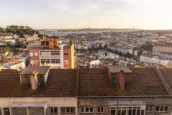 Όμορφη Θέα Παλιά Παραδοσιακά Διαφράγματα Στην Κεντρική Πόλη Της Λισαβόνας — Φωτογραφία Αρχείου