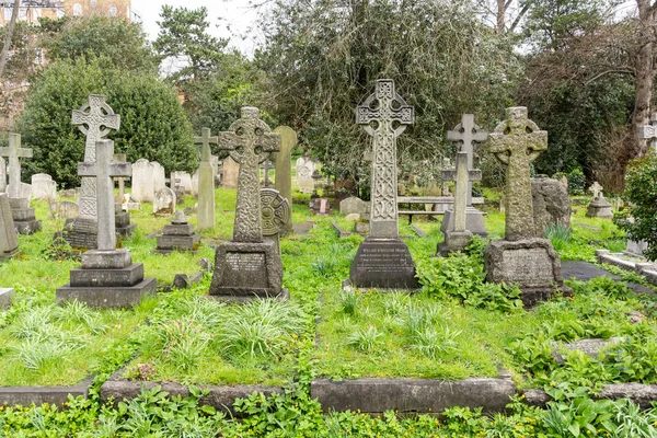 Vacker Utsikt Över Gravstenar Gröna Brompton Kyrkogård Centrala London England — Stockfoto